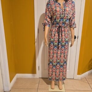 Multicolor Long Sleeve Women's Dress